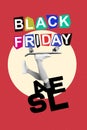 Vertical collage picture of upside down legs skateboard black white gamma black friday sale special offer isolated on