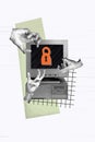 Vertical collage poster computer monitor screen padlock locked access restricted password antivirus software protection Royalty Free Stock Photo