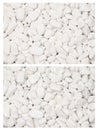 Vertical collage of white decorative gardening rocks