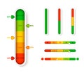 Vertical color level indicator. Progress bar template. Vector infographic illustration slider element measurement