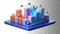 Vertical colorful bar chart graph, statistics data analysis graphic png transparent image Generative AI Royalty Free Stock Photo