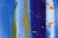 Vertical colorful brush lines texture background. Ultramarine blue, white and yellow abstract paint smudges.