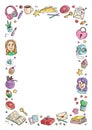 Vertical colorful frame Friends and Friendship. Funny Girls Design Vector Illustration