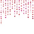 Vertical colorful heart garlands. Valentines Day romantic background. Wrapping paper background. Vector illustration