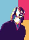 Vertical colorful illustrated portrait of Kurt Cobain Royalty Free Stock Photo