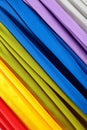 Vertical colorful satin curtains Royalty Free Stock Photo