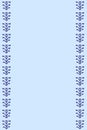 Vertical columns both sides of canvas formed by authentic nordic karelo-finnish ornament in deep blue on a sky blue