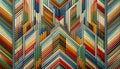 Vertical columns of chevron lines in green orange red blue and brown create a vibrant repeating geometric pattern with a metallic Royalty Free Stock Photo