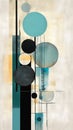 Vertical Composition of Circles and Lines in Charcoal and Silver
