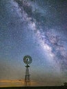 Old Water Pump Windmill With Milky Way