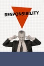 Vertical creative collage image of pensioner close ears avoid responsibility working tired entrepreneur pressure manager