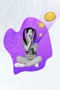 Vertical creative composite illustration photo collage of impressed asian girl hold smartphone win lottery 