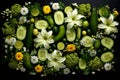 Vertical cucumber garden flourishing in backyard setting, innovative gardening with lush greenery.