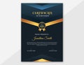 Vertical Dark Blue and Gold Certificate Template