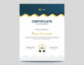 Vertical Dark Blue and Gold Waves Certificate Design