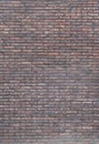 Vertical dark red brick wall background, wallpaper. Red bricks pattern, texture.. Vignette background