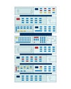 Vertical data server rack with panels and buttons 2D cartoon object