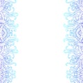 Vertical decorative doodle seamlesspattern, in white background. Blue and dark blue gradient colors.Vintage abstract