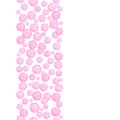 Vertical decorative line with soap bubbles, background with pink water beads, pink blobs, vector foam illustration