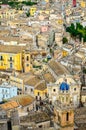 Vertical detail of colorful houses in old medieval village Ragusa in Sicily Royalty Free Stock Photo