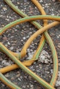 Vertical detail of twisted yellow hose