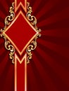 Vertical diamond-shaped red banner with gold fil Royalty Free Stock Photo
