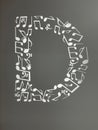 Vertical digital illustration of musical notes in the form of the letter D