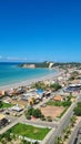 Vertical drone shot of buildings on the Ponta Negra beach in Natal, Rio Grande do Norte, Brazil Royalty Free Stock Photo