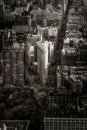 Vertical drone view of the cityscape with the Flatiron Building in New York City, USA Royalty Free Stock Photo