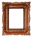 Vertical empty copper picture frame with white background - Stock image