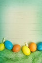 Vertical empty space Easter banner or blank with Easter colored eggs