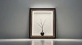 vertical empty white photo frame, picture frame template on dark wall background