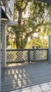 Vertical Exiting the front door of a wonderful cottage home near sunset