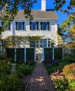 Vertical Exterior of Historic New England Home and Garden in Portsmouth, New Hampshire