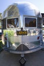 Vertical exterior view of vintage Airstream Trailer
