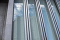 Vertical Extruded aluminum window frames and glass curtain wall - architectural element for the exterior design of a house