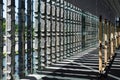 Vertical extruded brick wall with light and shadow