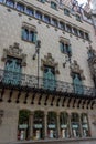 Vertical of the facade of Casa Amatller in Passeig de Gracia avenue, Barcelona, Catalonia, Spain.