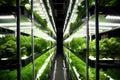 Vertical Farming future of agriculture. farmers using vertically stacked layers can produce much more food. AI generative