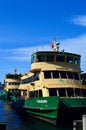 Vertical of ferries moored at Circular Quay in Sydney, Australia