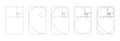 Vertical Fibonacci numbers array set of 5 elements. Template of golden ratio harmony proportions. Royalty Free Stock Photo