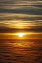 Vertical Fiery Sunset Over Cloud Inversion Royalty Free Stock Photo