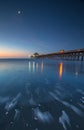 Vertical Folly Beach Fishing Pier Blue Hour Royalty Free Stock Photo