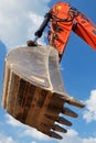 Vertical Forklift on the construction site, preparation for lifting of construction parts. building on the Dead Sea, Israel