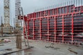 Vertical formwork panels on the construction Royalty Free Stock Photo