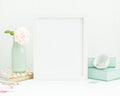 Vertical frame mockup with pink mint and gold accents