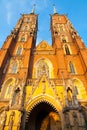 Vertical front view of St. John the Baptist cathedral at sunset