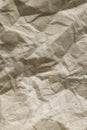 Vertical full frame image of crumpled, creased brown paper texture, with copy space Royalty Free Stock Photo