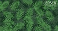 Vertical garden with tropical green leaf pattern background