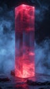 Vertical Glass Monument with Red Abstract Energy Lightning Bolts